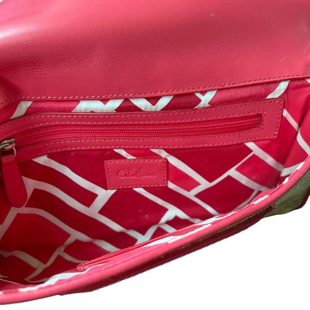 Cole Haan Genevieve Straw Unit Clutch Bag Natural Woven Straw Pink
